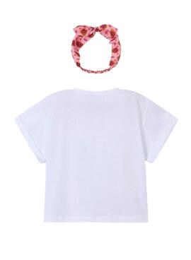 Camiseta Mayoral con diadema blanco y rosa para niña
