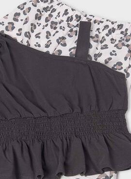 Conjunto Mayoral Animal Print blanco y negro para niña