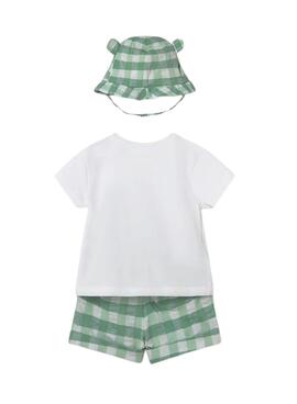 Conjunto Mayoral tres piezas tortuga verde vichy para bebé niño