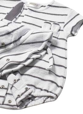 Pelele Mayoral rayas con gorro orejitas para bebé niño