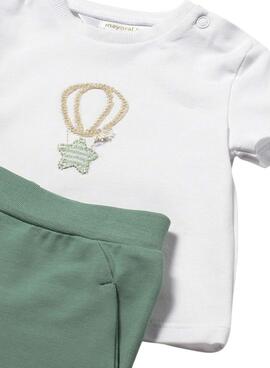 Conjunto Mayoral tres piezas globo verde para bebé