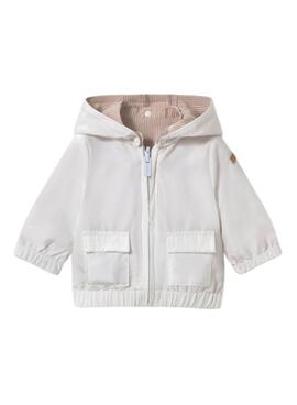 Chaqueta Mayoral de rayas beige con capucha para bebé