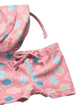 Conjunto Mayoral pez blanco y coral con gorro para bebé