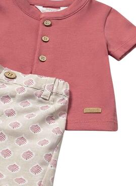 Conjunto Mayoral camiseta rosa y bermuda