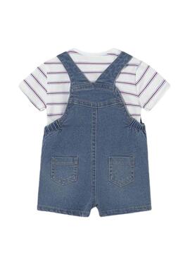 Conjunto Mayoral peto corto vaquero y camiseta de rayas para bebé