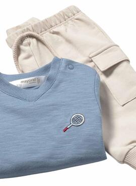 Conjunto Mayoral dos looks sport azul y rojo para bebé