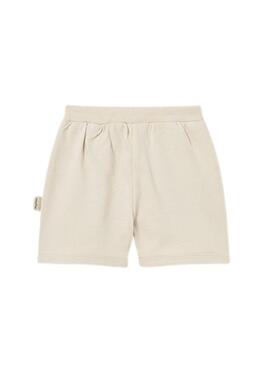 Conjunto Mayoral dos bermudas de felpa beige y rosa para bebé