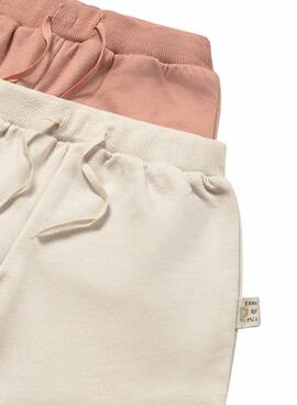 Conjunto Mayoral dos bermudas de felpa beige y rosa para bebé