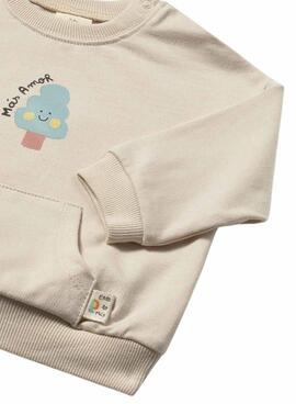 Sudadera Mayoral beige dibujo delantero para bebé