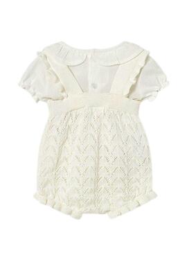 Pelele Mayoral de punto calado crudo para bebé