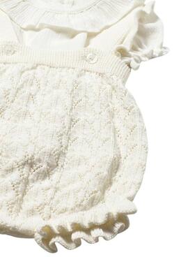 Pelele Mayoral de punto calado crudo para bebé