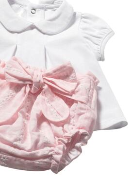 Conjunto Mayoral camiseta, chaqueta y cubrepañal rosa para bebé