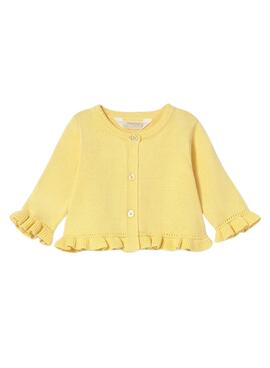 Conjunto Mayoral camiseta, chaqueta y cubrepañal amarillo para bebé