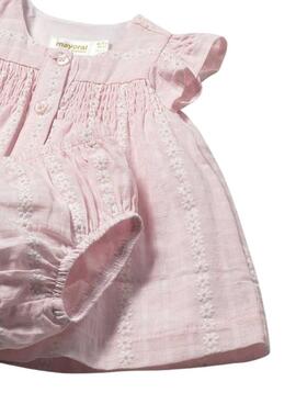 Conjunto Mayoral vestido y cubrepañal rosa para bebé