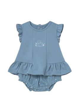 Conjunto Mayoral camisetas y cubrepañal azul para bebé