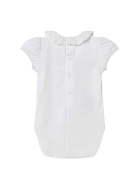 Body Mayoral blanco con cuello volante para bebé