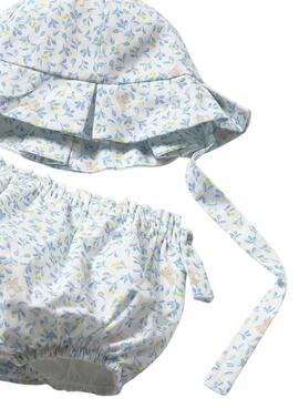 Conjunto Mayoral gorro y cubrepañal estampado azul para bebé