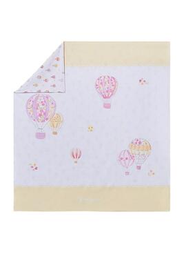 Manta Mayoral blanca con estampado de globos para bebé
