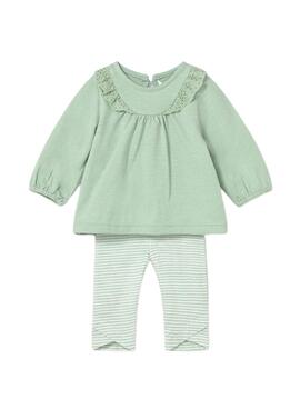 Conjunto Mayoral camisetas y leggings verde agua para bebé