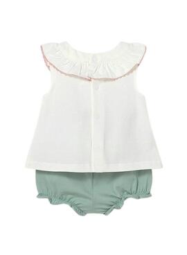 Conjunto Mayoral camisetas y cubrepañal verde agua para bebé