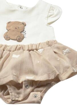Pelele Mayoral beige con osito para bebé