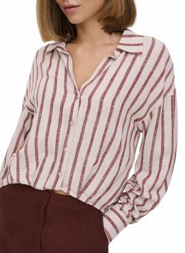 Camisa Only Siesta rayas rosa para mujer