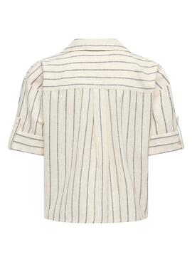 Camisa Only Tizana beige y gris para mujer