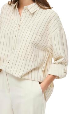 Camisa Vila Prisilla beige para mujer