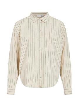 Camisa Vila Prisilla beige para mujer