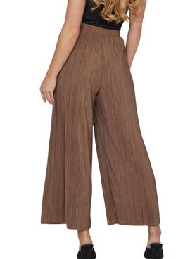 Pantalones Vila Viplisa plisado marrón para mujer
