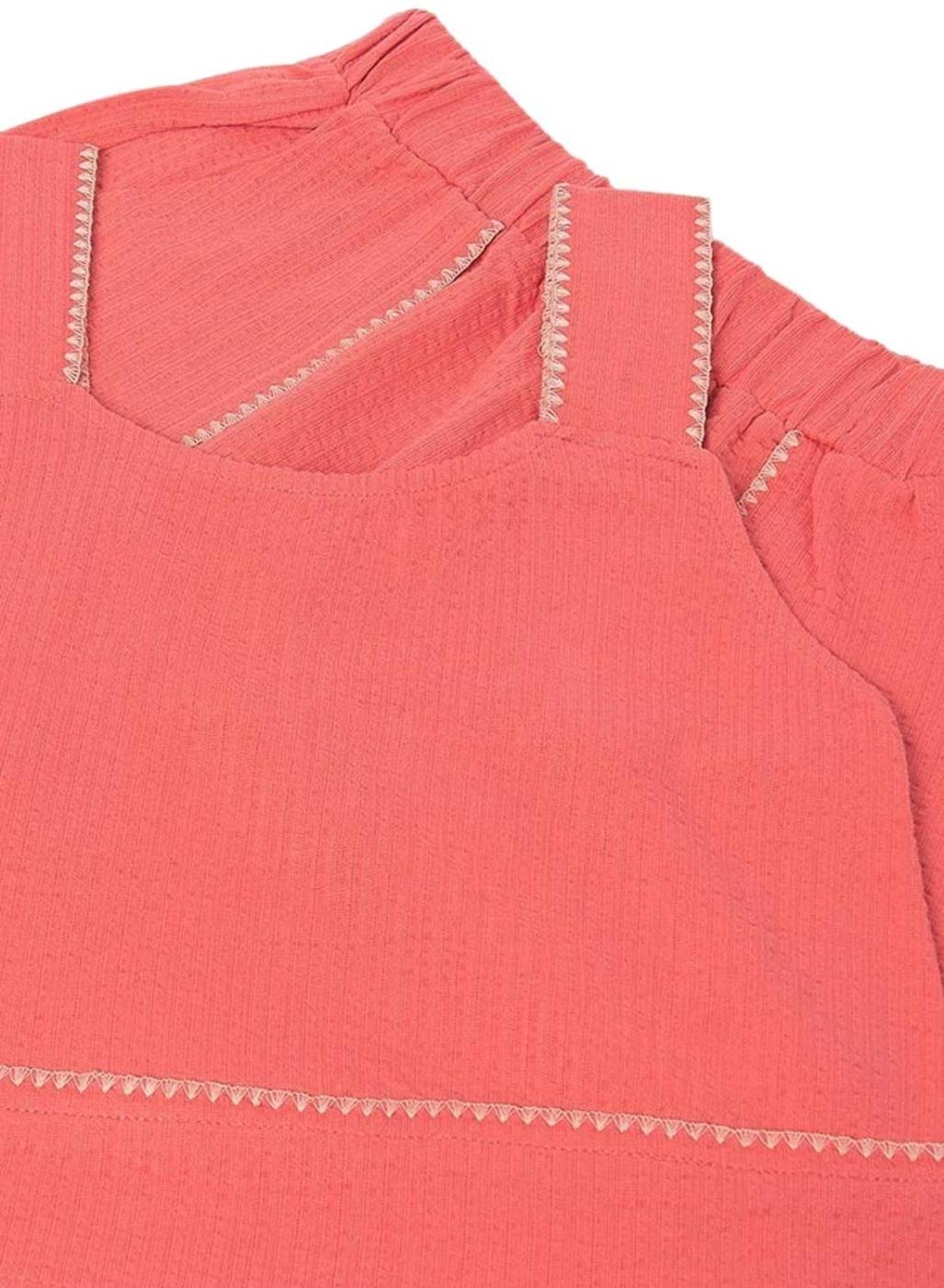 Conjunto Mayoral top coral y short a juego para niña