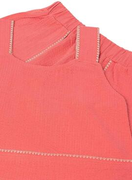 Conjunto Mayoral top coral y short a juego para niña