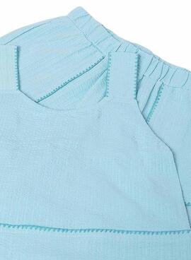 Conjunto Mayoral top azul cielo y short a juego para niña