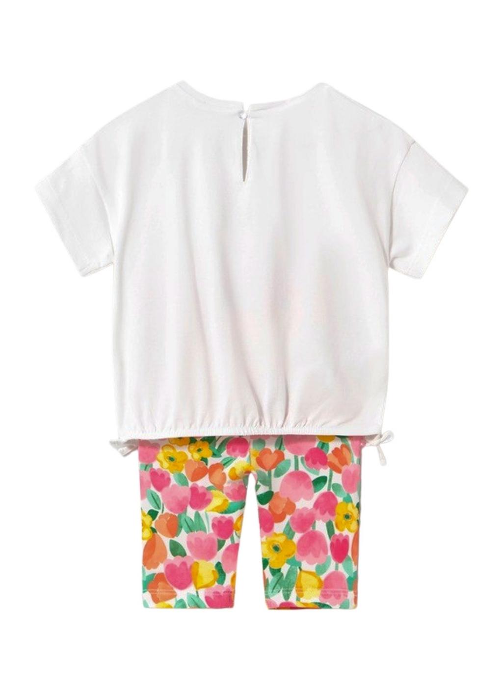Conjunto Mayoral camiseta blanca y legging estampado floral para bebé