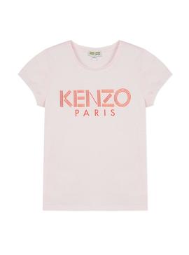 Camiseta Kenzo Logo JG Rosa Para Niña