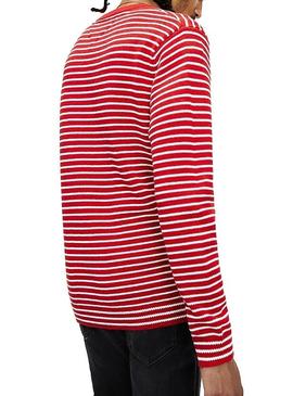 Jersey Tommy Jeans Essential Stripe Rojo Hombre