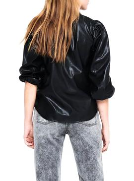 Camisa Only Jil Polipiel Negro Para Mujer